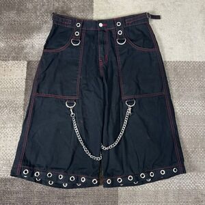 Y2K Widow Raver Shorts Mens Black Chain Goth Punk Shorts Size S Tripp Style 31W